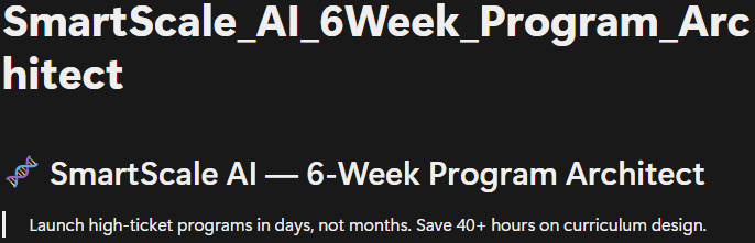 6-Week Program Architect